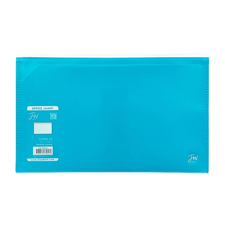 Carpeta FW A5 Sobre con Cierre y 2 Bolsillos Celeste Pastel Art.999594